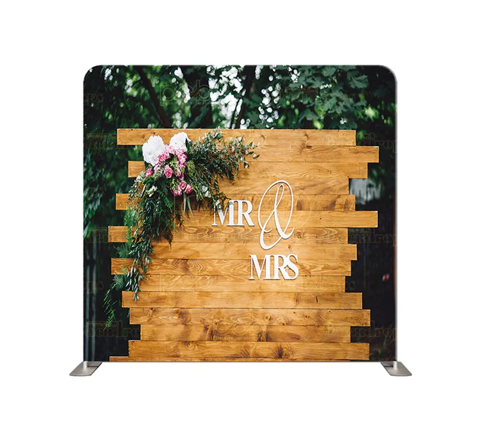 Toile de fond 8x8 Mur de Planches Mr & Mrs